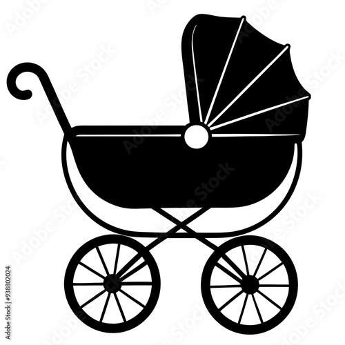 baby carriage silhouette vector illustration.