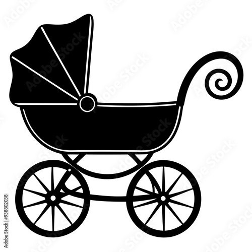 baby carriage silhouette vector illustration.