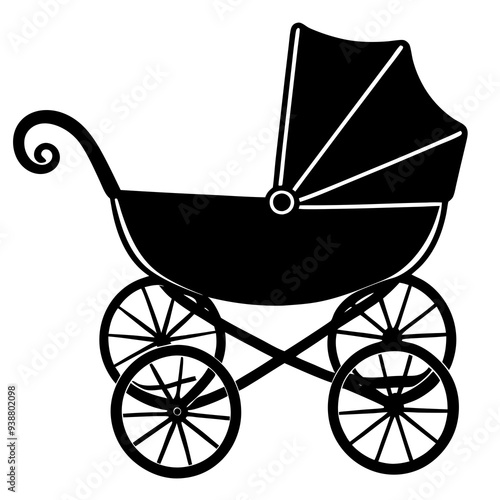 baby carriage silhouette vector illustration.