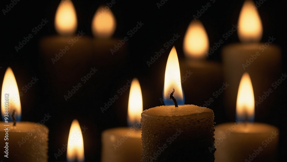photo of a burning white candle on a black background made by AI generative photo of a burning white candle on a black background made by AI generative