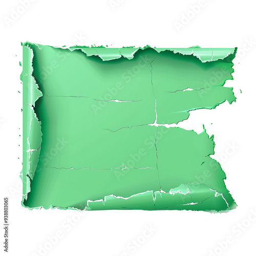 Ripped green paper isolated on a transparent background photo