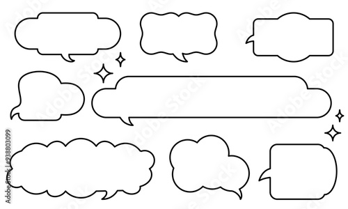 A simple handwritten style balloon set. Comic text speech bubble isolated on transparent background. Vector illustration	