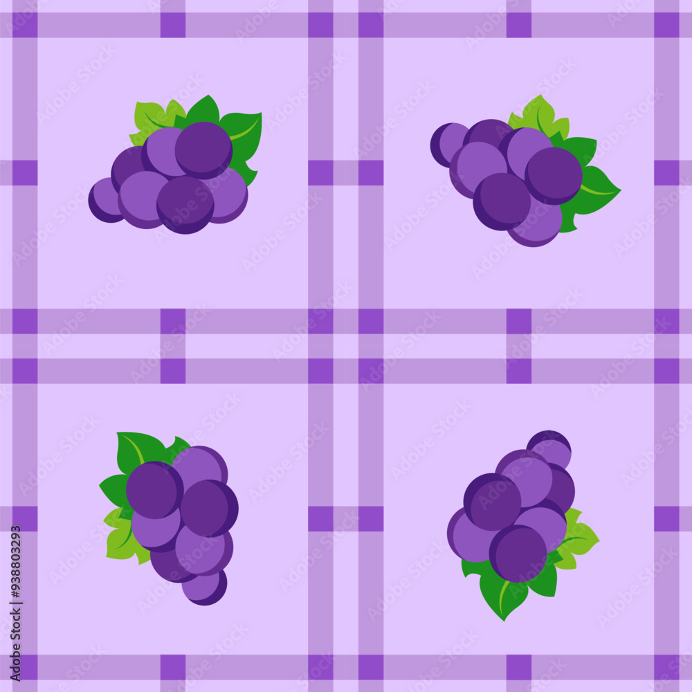 Fototapeta premium grape fruit seamless for pattern fabric, simple grape fruit cute repeat in square background, illustration fruit pattern wallpaper