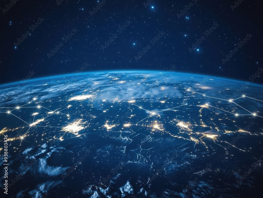Obraz premium Telecom services across networks, showcasing diverse services, from voice to data, all interconnected. 