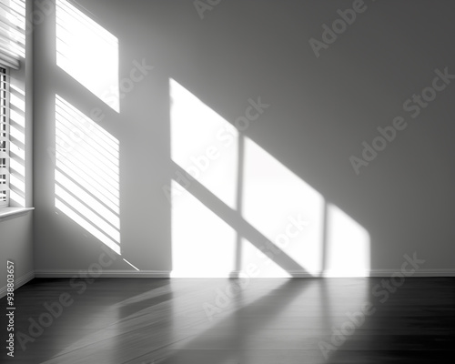 simple empty room There's light coming in through the window, black and white tones.