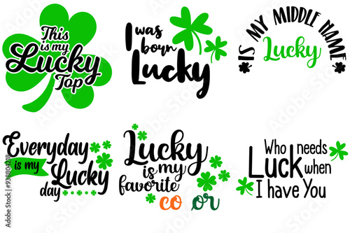 Minimalist St Patricks Day Calligraphy, Labels And Badges Collection Vector Illustration for Newsletter, T-Shirt Design, Bookmark