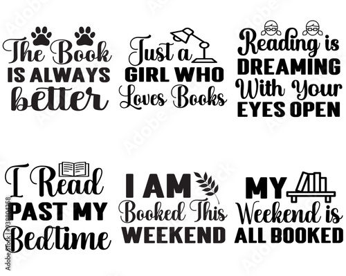 Vibrant Reading Quotes, Typographic Emblems Set Vector Illustration for Bookmark, Advertising, Decal
