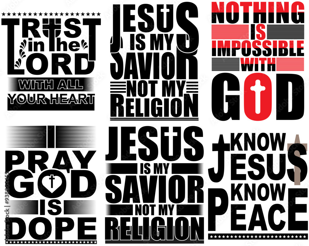 Obraz premium Minimalist Jesus Bible Verse Prayer Phrases, Hand Lettering Pack Vector Illustration for Book Cover, Newsletter, Motion Graphics