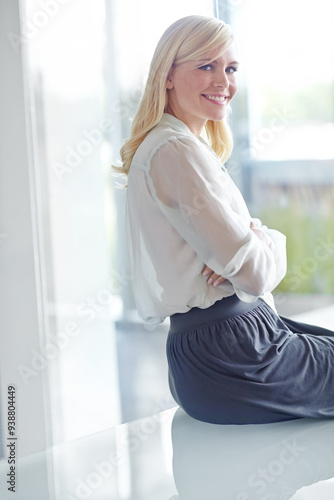 Arms crossed, portrait and smile of business woman at office desk for professional career. Done, happy and relax with confident employee sitting at work for about us, development or job opportunity Free Download Arms crossed, portrait and smile of business woman at office desk for professional career. Done, happy and relax with confident employee sitting at work for about us, development or job opportunity - GFXLoad