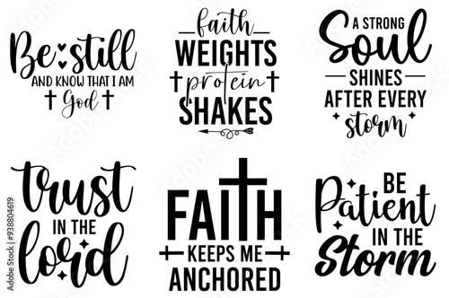 Modern Faith Quotes, Hand Lettering Collection Vector Illustration for Logo, Icon, Brochure