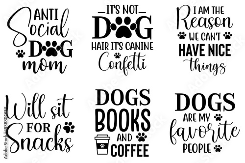 Simple Dog Calligraphic Lettering, Quotes Bundle Vector Illustration for Holiday Cards, Infographic, Gift Card