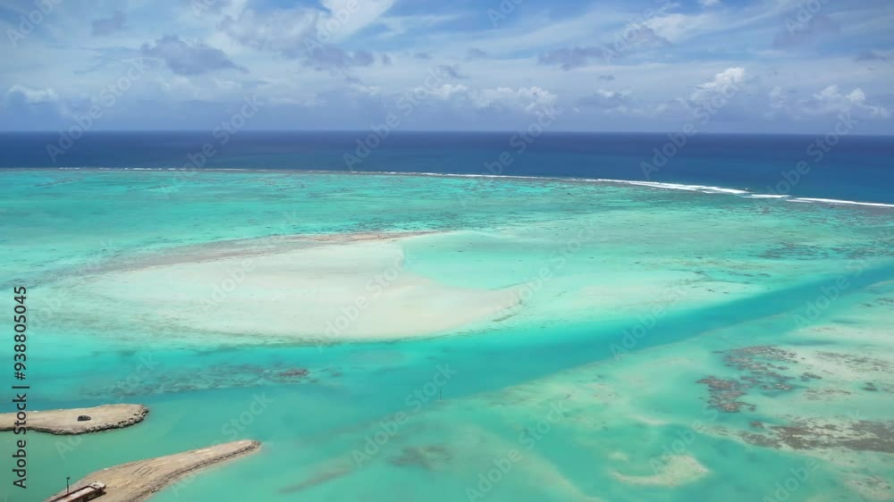 Cook Islands. Beautiful marine lagoon on the tropical island of Rarotonga. View from above. Cook Islands. Beautiful marine lagoon on the tropical island of Rarotonga. View from above.