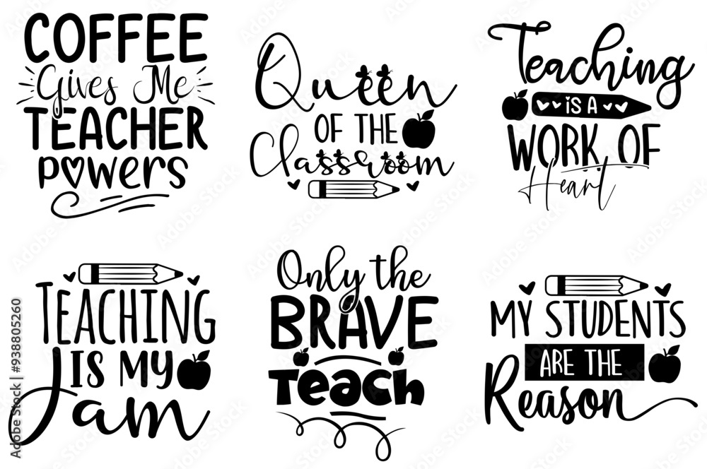 Fototapeta premium Creative Teacher Quotes, Labels And Badges Set Vector Illustration for Flyer, Advertisement, Book Cover