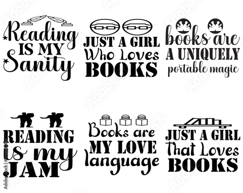 Classic Reading Labels And Badges, Hand Lettering Set Vector Illustration for Sticker, Postcard, Poster