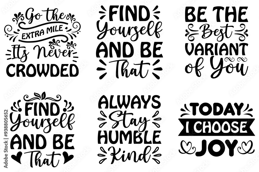 Obraz premium Modern Inspirational Inscriptions, Trendy Retro Style Illustration Bundle Vector Illustration for Icon, Gift Card, Poster