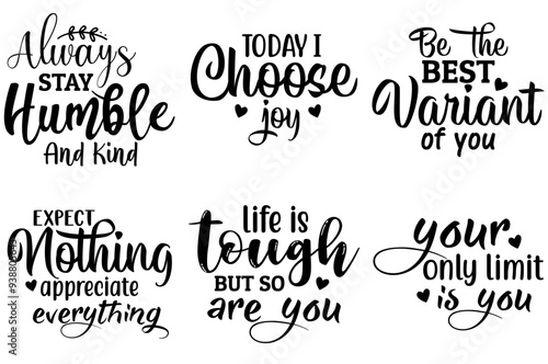 Creative Inspirational Hand Lettering, Quotes Set Vector Illustration for Decal, Vouchers, Presentation