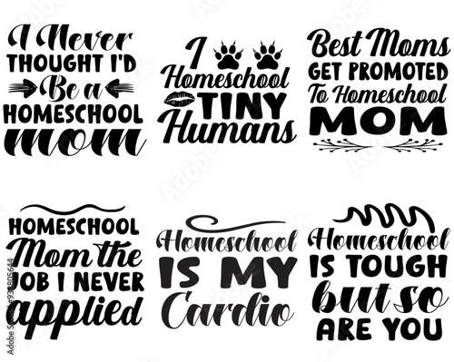Creative Homeschool Calligraphic Lettering, Trendy Retro Style Illustration Collection Vector Illustration for Poster, Holiday Cards, Presentation