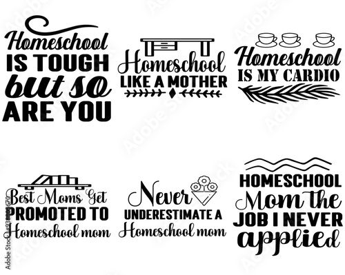 Decorative Homeschool Typographic Emblems, Invitation Pack Vector Illustration for Advertising, Brochure, Social Media Post