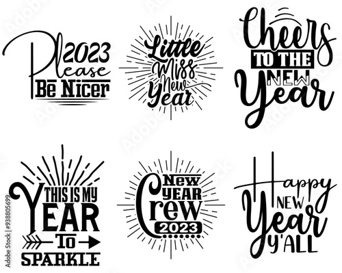 Creative Happy New Year Premium Quotes, Invitation Set Vector Illustration for Advertising, Banner, Bookmark