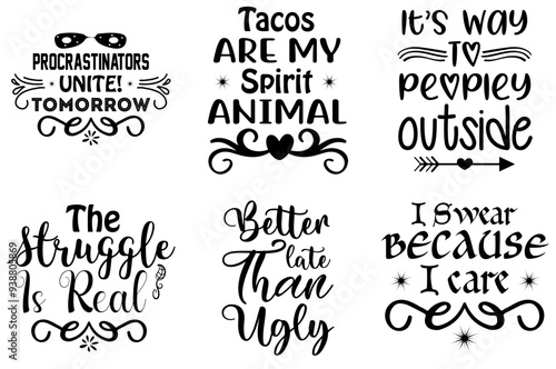 Minimal Funny Typography, Calligraphic Lettering Collection Vector Illustration for Infographic, Stationery, Announcement