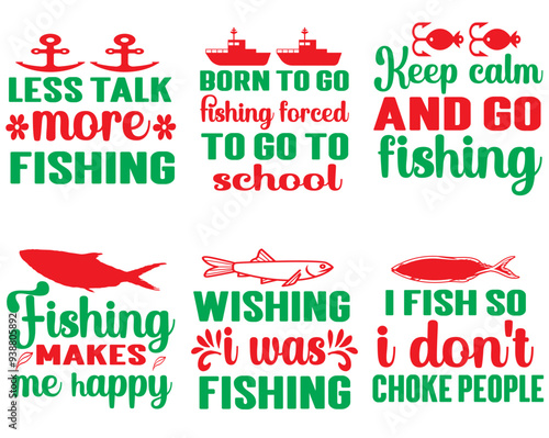 Modern Fishing Trendy Retro Style Illustration, Calligraphic Lettering Collection Vector Illustration for Poster, Advertising, Announcement