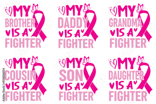 Elegant Breast Cancer Inscriptions, Calligraphic Lettering Collection Vector Illustration for Poster, Printable, Presentation