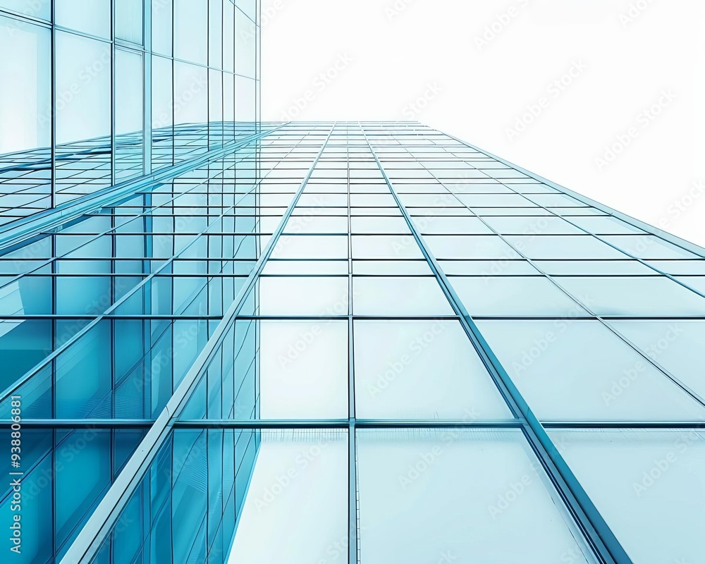 Modern skyscraper window, clear reflections, closeup, isolate on white backgrounds Modern skyscraper window, clear reflections, closeup, isolate on white backgrounds