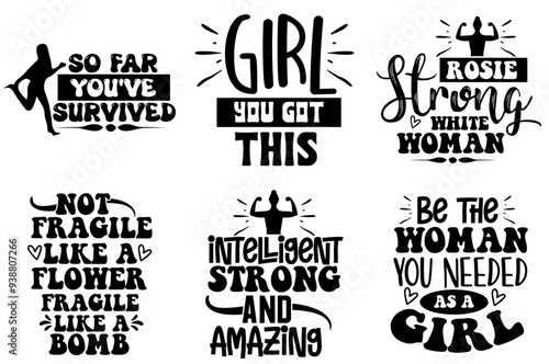 Simple Strong Woman Invitation, Hand Lettering Collection Vector Illustration for Newsletter, Announcement, Greeting Card
