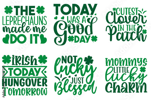 Colourful St Patricks Day Labels And Badges, Calligraphic Lettering Bundle Vector Illustration for Advertisement, Holiday Cards, Newsletter photo