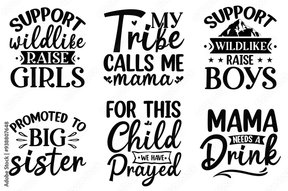 Obraz premium Vibrant Kids Typographic Emblems, Invitation Collection Vector Illustration for Infographic, Printing Press, Vouchers