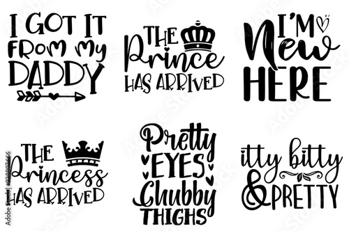 Elegant Kids Typographic Emblems, Phrases Collection Vector Illustration for Poster, Greeting Card, Flyer
