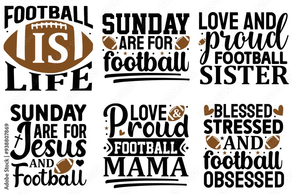 Obraz premium Simple Football Inscriptions, Typography Pack Vector Illustration for Brochure, Banner, Gift Card