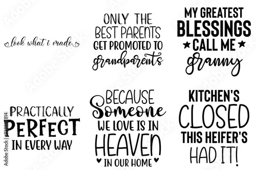 Modern Grandparents Labels And Badges, Calligraphic Lettering Pack Vector Illustration for Printable, Vouchers, Gift Card