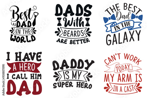 Creative Fathers Day Calligraphy, Calligraphic Lettering Set Vector Illustration for Postcard, Motion Graphics, Presentation