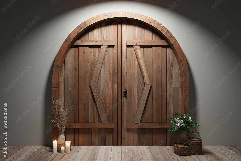 Authentic 3D Rendering of Rustic Wooden Arch Frame Design Authentic 3D Rendering of Rustic Wooden Arch Frame Design