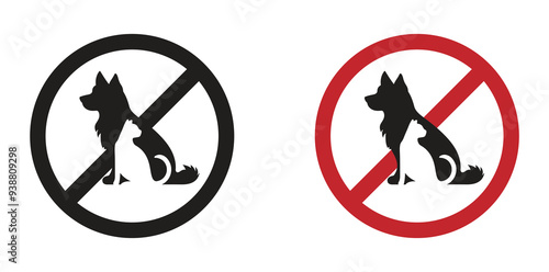 No pet allowed vector icons. Cat and dog no pet allowed vector signs set