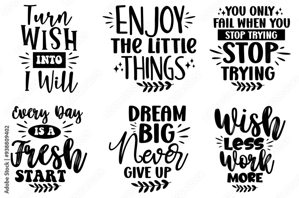 Fototapeta premium Colourful Motivational Invitation, Calligraphy Bundle Vector Illustration for Icon, Holiday Cards, Advertisement