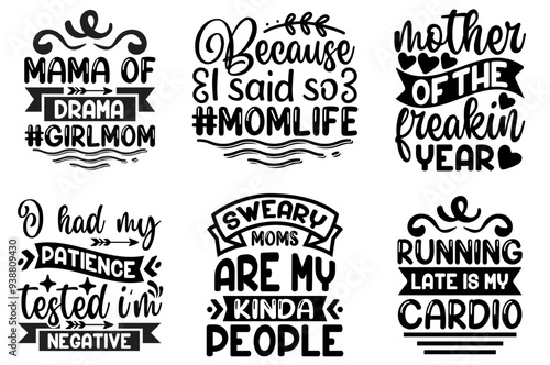 Classic Mothers Day Labels And Badges, Inscriptions Pack Vector Illustration for Advertisement, Vouchers, Presentation