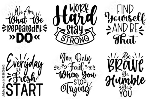 Minimal Inspirational Hand Lettering, Inscriptions Bundle Vector Illustration for Magazine, Printing Press, Holiday Cards