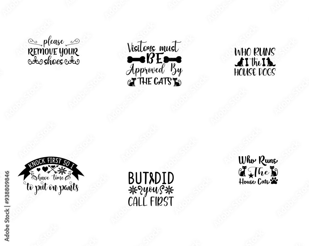 Fototapeta premium Elegant Doormat Quotes, Calligraphy Collection Vector Illustration for Motion Graphics, Gift Card, Decal