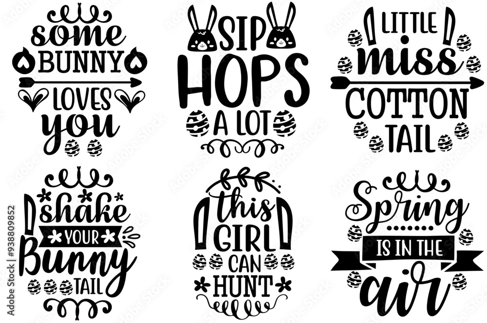 Fototapeta premium Decorative Easter Labels And Badges, Calligraphic Lettering Collection Vector Illustration for Vouchers, T-Shirt Design, Infographic