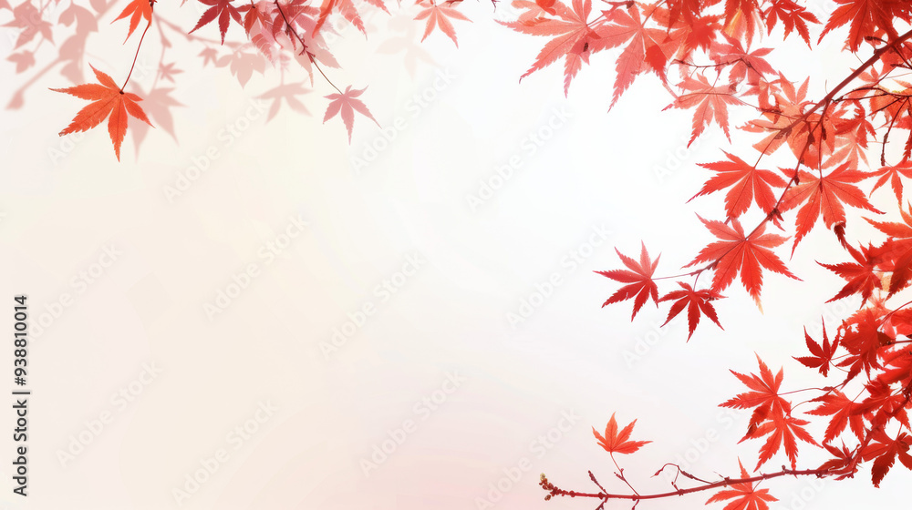 A white background with red leaves on a branch A white background with red leaves on a branch