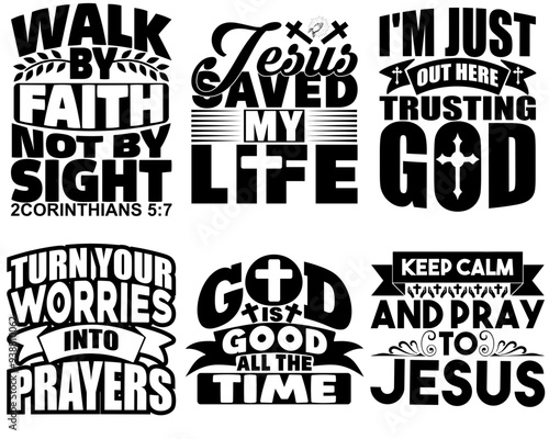 Simple Christian Calligraphic Lettering, Inscriptions Pack Vector Illustration for Flyer, T-Shirt Design, Poster