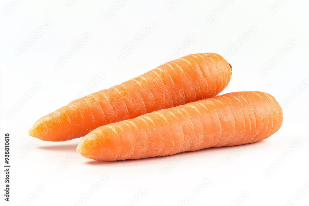 Two carrots are sitting on a white background Two carrots are sitting on a white background