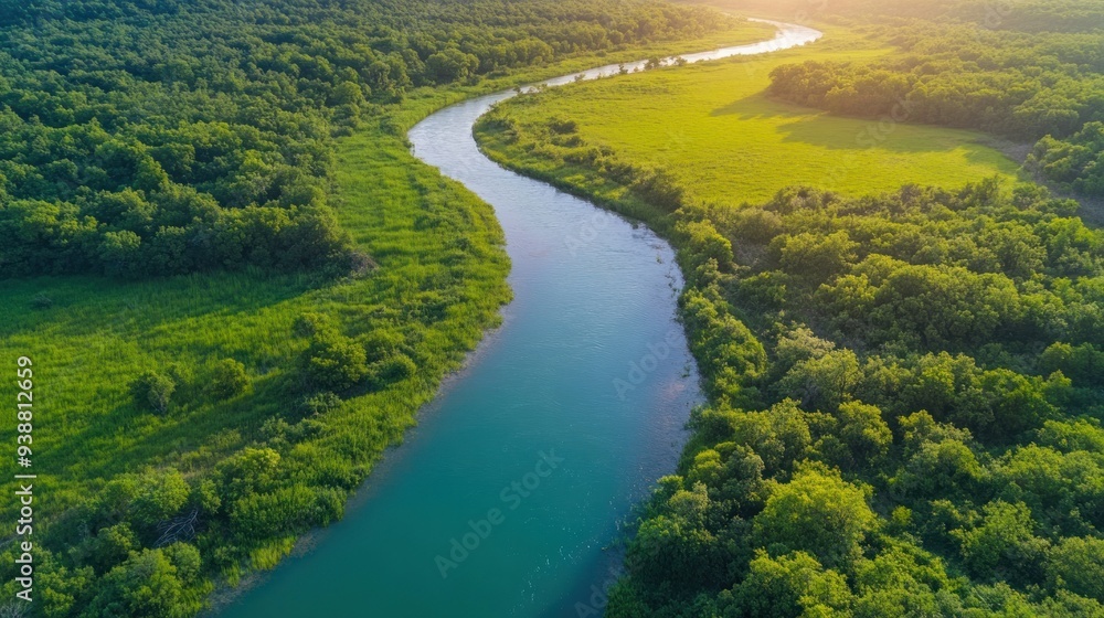 Contaminated river with pesticides visibly affecting the water and surrounding land. Contaminated river with pesticides visibly affecting the water and surrounding land.