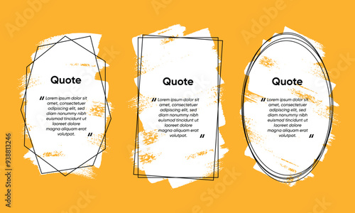 Set of paint, brush stroke grunge frame banner, texting boxes design. White grunge with frame for logo. Dirty design elements, quote box speech template. white splashes isolated. Vector