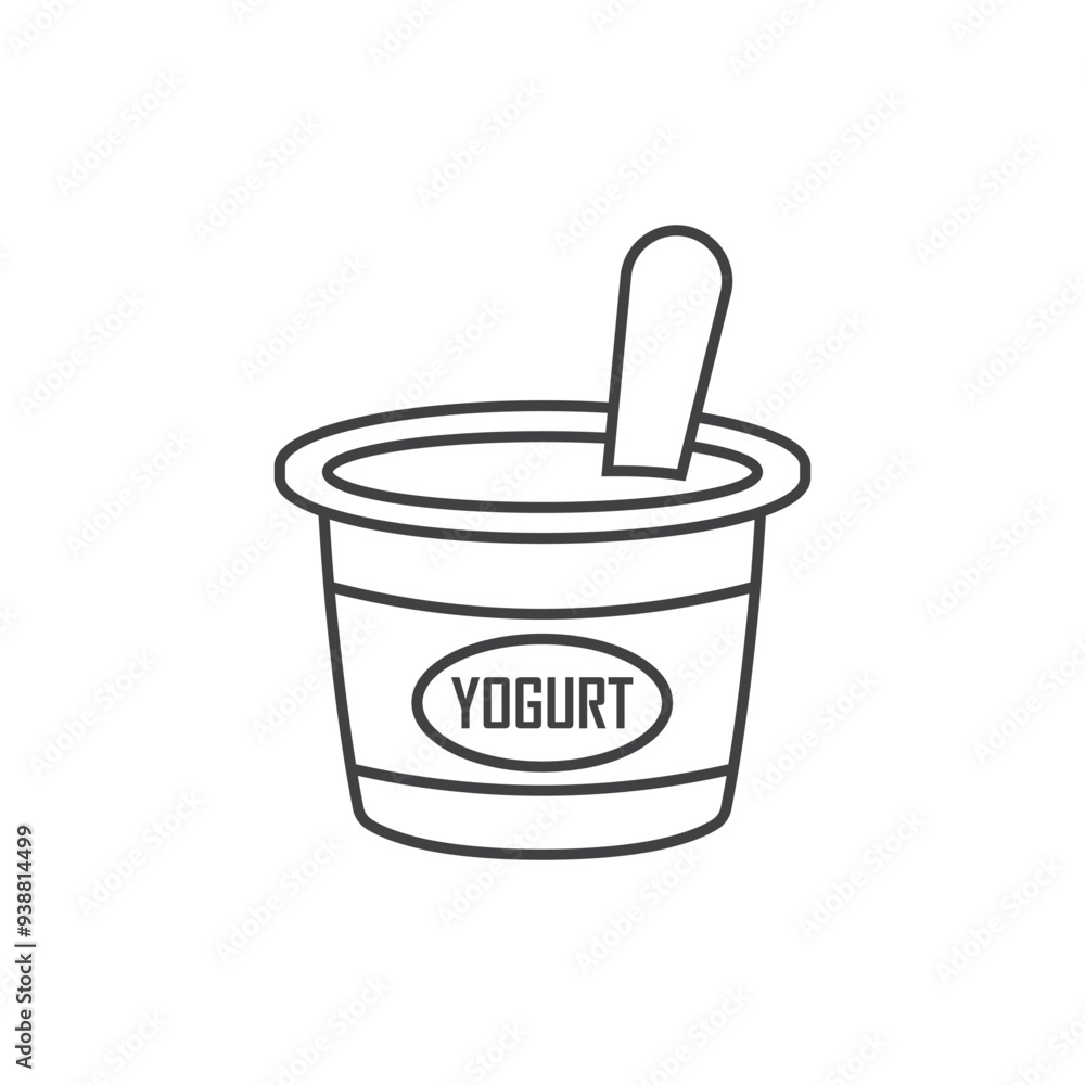 Yogurt container with a spoon icon in flat style. Dairy product background vector illustration on isolated background. Healthy food sign business concept. Yogurt container with a spoon icon in flat style. Dairy product background vector illustration on isolated background. Healthy food sign business concept.