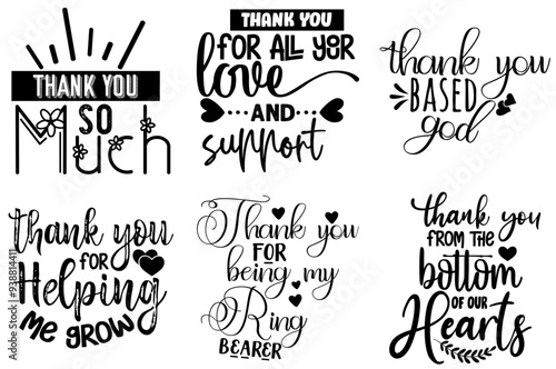 Creative Thank You Gifts Invitation, Typographic Emblems Bundle Vector Illustration for Flyer, Icon, Presentation