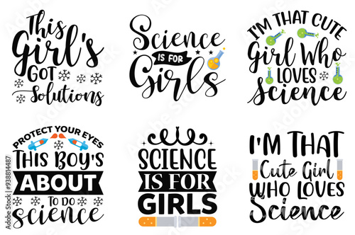 Classic Science Inscriptions, Calligraphic Lettering Pack Vector Illustration for Stationery, Book Cover, Presentation