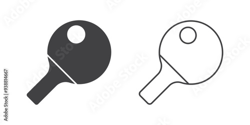 Ping pong icon in flat style. Racket and ball vector illustration on isolated background. Table tennis sign business concept.